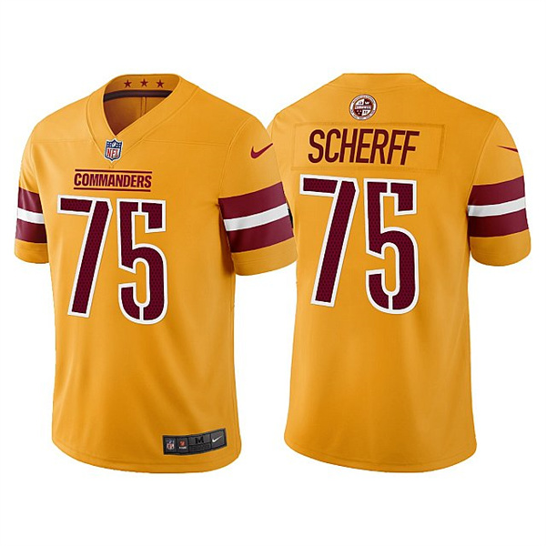 Men & Women & Youth Washington Commanders 75 Brandon Scherff Gold Vapor Untouchable Stitched Football Jersey